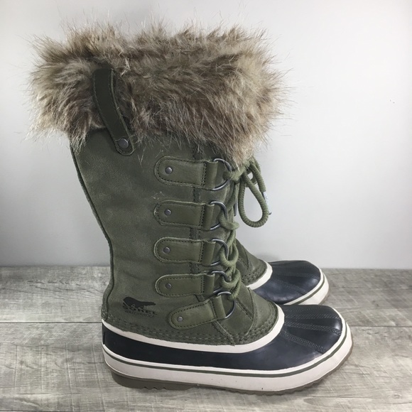 Womens Sorel Joan of Arctic Rain Green Waterproof Leather Boots